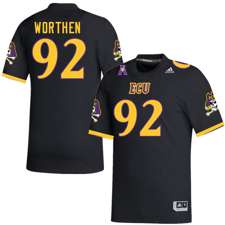 #92 Dylon Worthen East Carolina Pirates College Football Jersey Stitched-Black